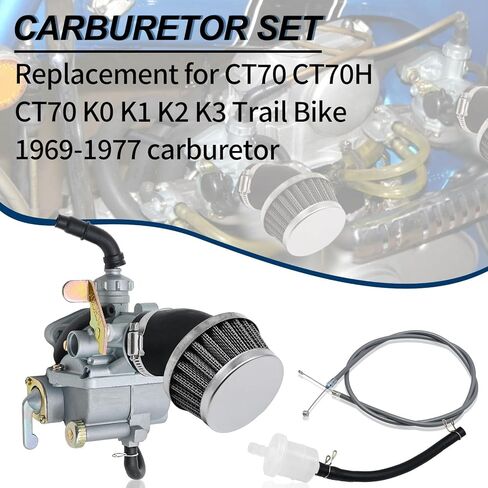 المكربن ​​CT70 مع استبدال كابل الخانق لهوندا CT70 CT 70 K0 K1 K2 K3 969-1977 دراجة نارية مع فلتر الهواء in Saudi Arabia