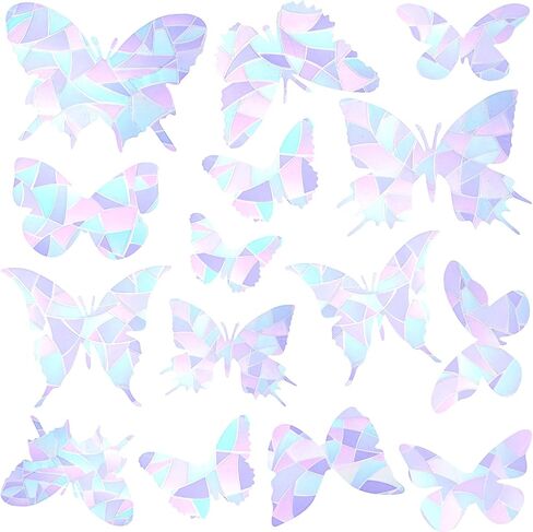 28 PCS Butterfly Window Stickers for Birds, Static Window Clings to Prevent Bird Strikes, Colorful Anti-Impact Window Glass Alert Clings in Saudi Arabia