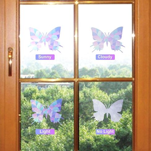28 PCS Butterfly Window Stickers for Birds, Static Window Clings to Prevent Bird Strikes, Colorful Anti-Impact Window Glass Alert Clings in Saudi Arabia