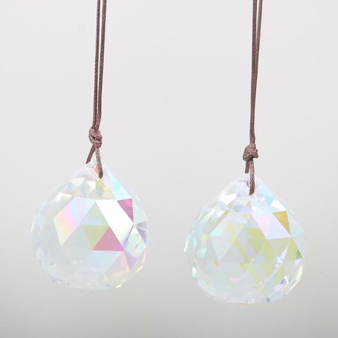 2 قطعة 40 مم AB Suncatcher بلورات كرة منشورية قوس قزح مع حبل للتعليق نافذة صائد الشمس ديكور حديقة المنزل (40 مم AB بحبل) in Saudi Arabia