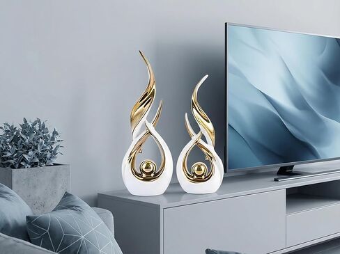 تماثيل البجعة المزخرفة من Querro، باللونين الأبيض والذهبي، تصميم عصري أنيق، مجموعة 2 in Saudi Arabia