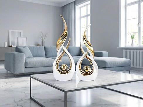 تماثيل البجعة المزخرفة من Querro، باللونين الأبيض والذهبي، تصميم عصري أنيق، مجموعة 2 in Saudi Arabia