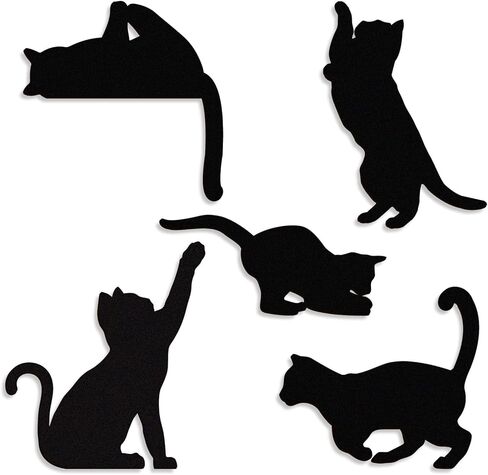 Pinetree Art 5 Pieces Funny Black Cat Wall Decor, Cute Wooden Cat Silhouettes DIY Decorations for Children's Rooms Bedroom Bathroom - Gifts for Cat Lovers (Black 2, Set, wood) in Kuwait