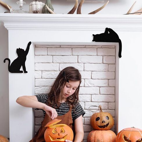 Pinetree Art 5 Pieces Funny Black Cat Wall Decor, Cute Wooden Cat Silhouettes DIY Decorations for Children's Rooms Bedroom Bathroom - Gifts for Cat Lovers (Black 2, Set, wood) in Kuwait