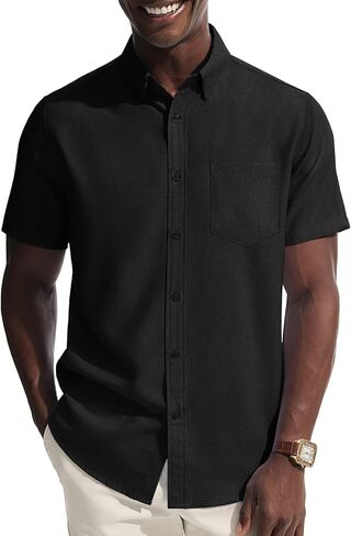 PJ PAUL JONES Mens Dress Shirt Casual Untucked Shirts Short Sleeve Button Down Shirt with Pocket in Saudi Arabia