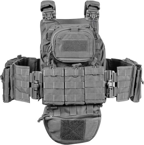 سترة WOLFHUNT التكتيكية للرجال للألعاب، سترة مرجحة بنظام Molle، معدات معيارية ممتازة لعشاق الألعاب، رمادي in Kuwait
