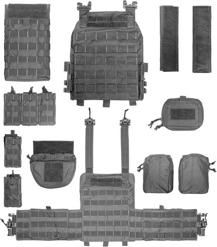 سترة WOLFHUNT التكتيكية للرجال للألعاب، سترة مرجحة بنظام Molle، معدات معيارية ممتازة لعشاق الألعاب، رمادي in Kuwait