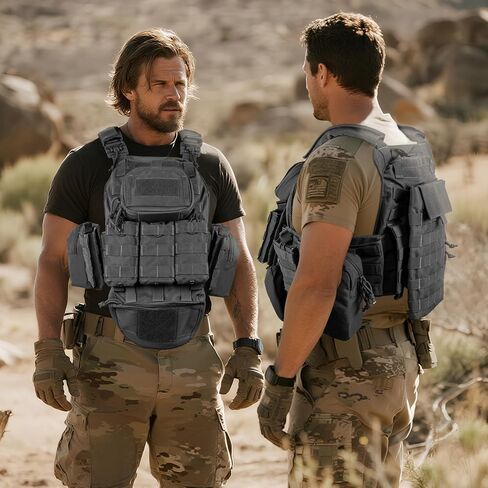 سترة WOLFHUNT التكتيكية للرجال للألعاب، سترة مرجحة بنظام Molle، معدات معيارية ممتازة لعشاق الألعاب، رمادي in Kuwait