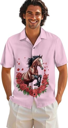 Horse Racing Shirt for Men Short Sleeve Kentucky Clothing Mens Derby Shirts Casual Trendy Button Down Shirt in Saudi Arabia