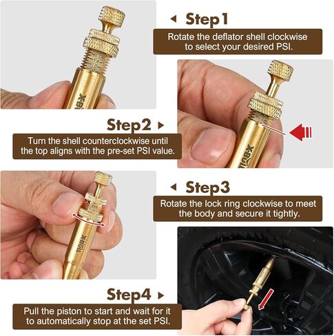 X-BULL New Automatic Tire Deflator,Adjustable Offroad Accessries,4pcs Auto-Stop Tire Air Down Tool Kit for 4 * 4 Vehicles in Kuwait