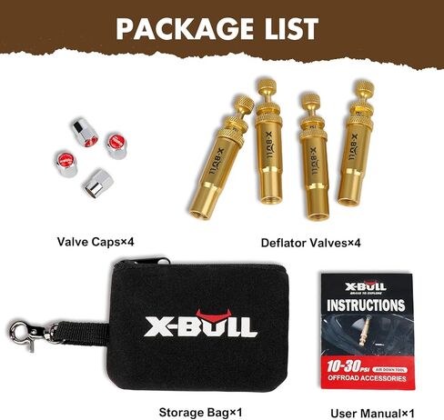 X-BULL New Automatic Tire Deflator,Adjustable Offroad Accessries,4pcs Auto-Stop Tire Air Down Tool Kit for 4 * 4 Vehicles in Kuwait