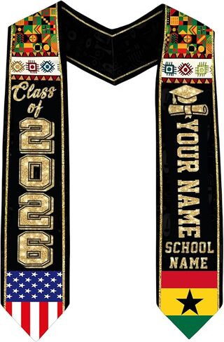 Godashop Personalized Ghana Graduation Stole, Custom Name & School Graduation Sash, Ghana Stole, Graduate Gift for Students in Kuwait