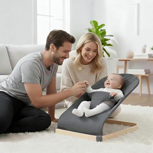 Baby Bouncer - Portable Bouncer Seat for Babies, Ergonomic Design Baby Bouncy Seats Infant with Mesh Fabric Natural Vibrations, Beige in Kuwait