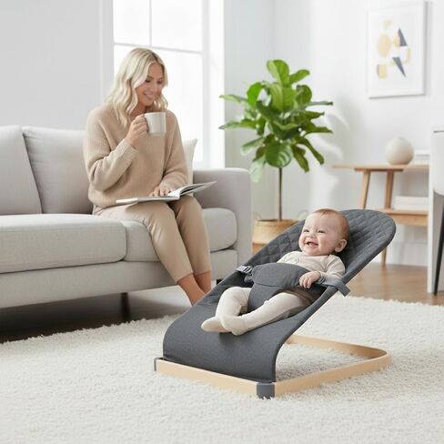 Baby Bouncer - Portable Bouncer Seat for Babies, Ergonomic Design Baby Bouncy Seats Infant with Mesh Fabric Natural Vibrations, Beige in Kuwait