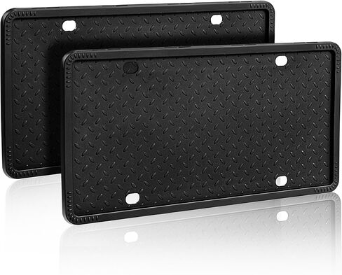 Silicone License Plate Frames - 2 Pack Universal US Car Black License Plate Holders Bracket, Rust-Proof, Rattle-Proof, Weather-Proof with Drainage Holes in Kuwait