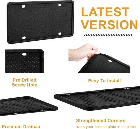 Silicone License Plate Frames - 2 Pack Universal US Car Black License Plate Holders Bracket, Rust-Proof, Rattle-Proof, Weather-Proof with Drainage Holes in Kuwait