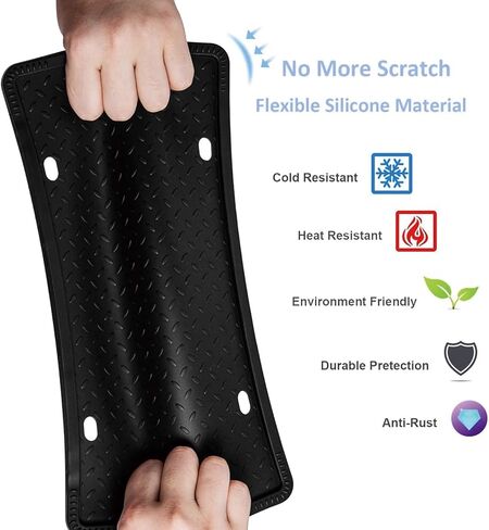 Silicone License Plate Frames - 2 Pack Universal US Car Black License Plate Holders Bracket, Rust-Proof, Rattle-Proof, Weather-Proof with Drainage Holes in Kuwait