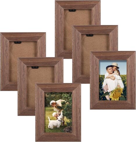 Rainmae 6 Pack Mini Picture Frames 2.5x3.5 Inch Solid Wood Small Polaroid Style Picture Frames with Clear Plexiglass 2x3 Small Polaroid Instax Fuji 12/40/EVO Photo Holder, Home Office Decoration in Saudi Arabia