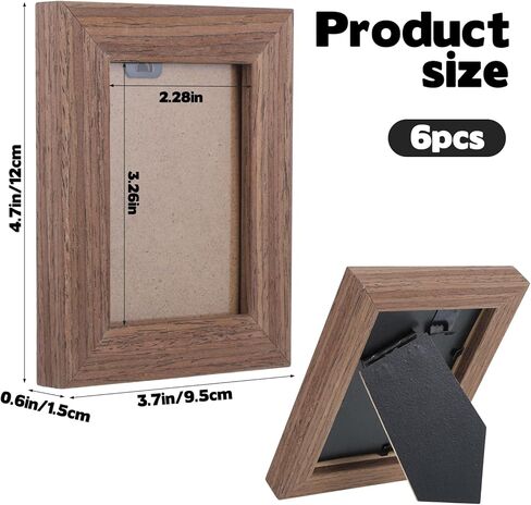Rainmae 6 Pack Mini Picture Frames 2.5x3.5 Inch Solid Wood Small Polaroid Style Picture Frames with Clear Plexiglass 2x3 Small Polaroid Instax Fuji 12/40/EVO Photo Holder, Home Office Decoration in Saudi Arabia