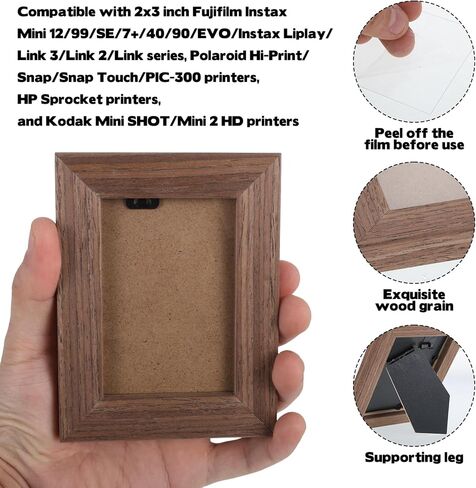 Rainmae 6 Pack Mini Picture Frames 2.5x3.5 Inch Solid Wood Small Polaroid Style Picture Frames with Clear Plexiglass 2x3 Small Polaroid Instax Fuji 12/40/EVO Photo Holder, Home Office Decoration in Saudi Arabia