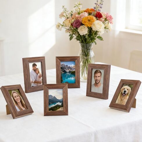 Rainmae 6 Pack Mini Picture Frames 2.5x3.5 Inch Solid Wood Small Polaroid Style Picture Frames with Clear Plexiglass 2x3 Small Polaroid Instax Fuji 12/40/EVO Photo Holder, Home Office Decoration in Saudi Arabia