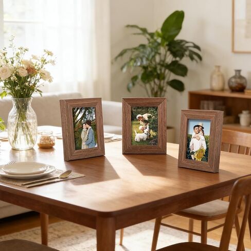 Rainmae 6 Pack Mini Picture Frames 2.5x3.5 Inch Solid Wood Small Polaroid Style Picture Frames with Clear Plexiglass 2x3 Small Polaroid Instax Fuji 12/40/EVO Photo Holder, Home Office Decoration in Saudi Arabia