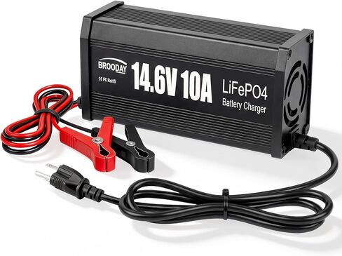 12V LiFePO4 Battery Charger, 14.6V 10A Lithium Battery Charger Smart Automatic, Overcharge Protection for Car, RV, Boat, Motorcycle, M8 Terminal Interface in Saudi Arabia