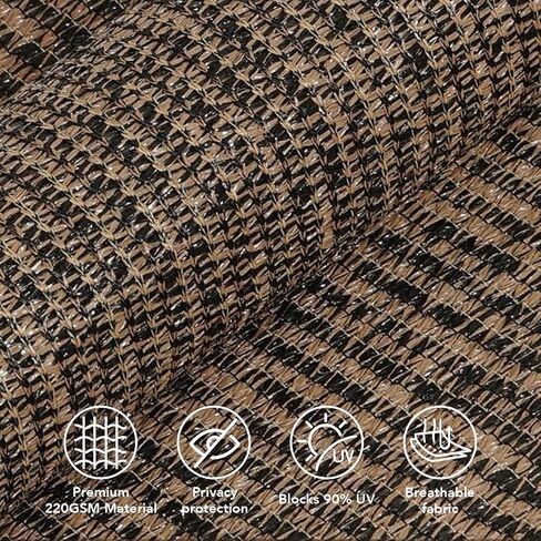 KANAGAWA 12' W x 8' H Patio Shades Roll Up Blinds with Splicing Design, Cordless Outdoor Roller Shades for Outside, Exterior Roller Sun Shade Cloth for Porch Pergola Balcony Backyard, Walnut in Kuwait