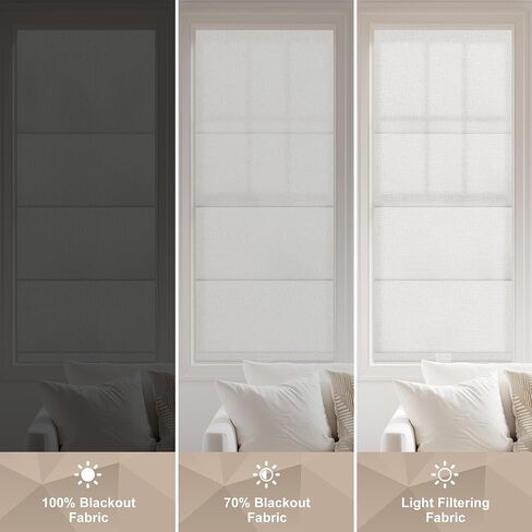No Drill Roman Shades for Windows, 34"W x 36"H Cordless Light Filtering Easy to Install Thermal Insulated Roman Blinds, 1.3 Inch Window Depth Needed Shades for Home, Kids Room,Textured White in Saudi Arabia