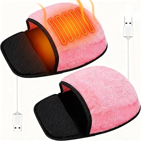 2 Pieces Heated Mouse Pad Hand Warmer USB Heated Mousepad Plush Heated Mouse Pad Removable Hand Warming Mouse Pad for Men and Women Office Home Computer Laptop (Black) in Saudi Arabia