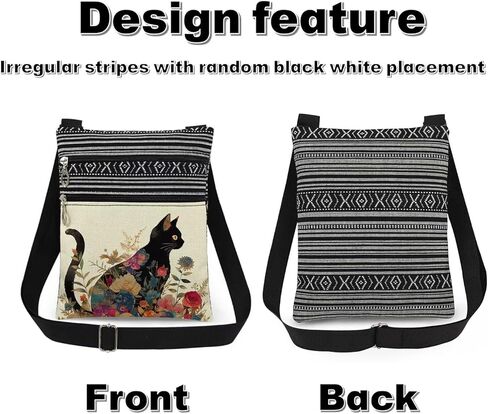 Floral Cat Print Crossbody Bag Travel Adjustable Shoulder Strap Messenger Bag Charming Gift for Artistic Teens (Birthday & Seasonal Celebrations)​​ in Saudi Arabia