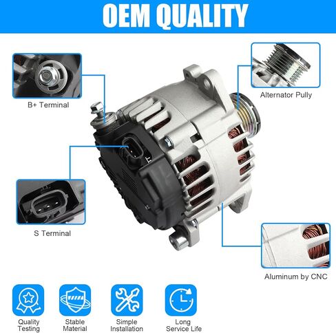 11258 Alternator Replacement Compatible with Sen-tra & Al-tima 2007-2012 | Al-tima 2013 Coupe S | Ro-gue 2011-2013 | Ro-gue 2014 2015 Select L4 2.5L 110 AMP Alternator Replace OE# 23100-JA02A in Kuwait