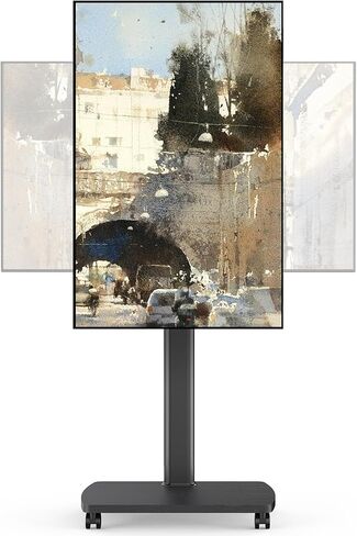 حامل تلفزيون طويل متدحرج مع دوران 90 درجة وإمالة 12 درجة، حامل تلفزيون متنقل قابل للتعديل بـ 10 ارتفاعات لأجهزة تلفزيون مقاس 32-65 بوصة، عربة تلفزيون عمودية/مناظر طبيعية لاستوديو المكتب المنزلي، أسود in Kuwait
