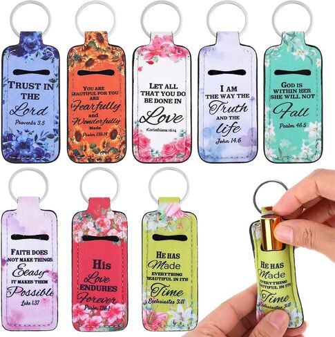 72 Pcs Christian Lipstick Holder Key Chain Chapstick Holder Keychain Bulk Lip Balm Holder with Metal Ring Lipstick Lip Gloss Pouch Religious Party Bible Inspiration Gifts for Women in Kuwait