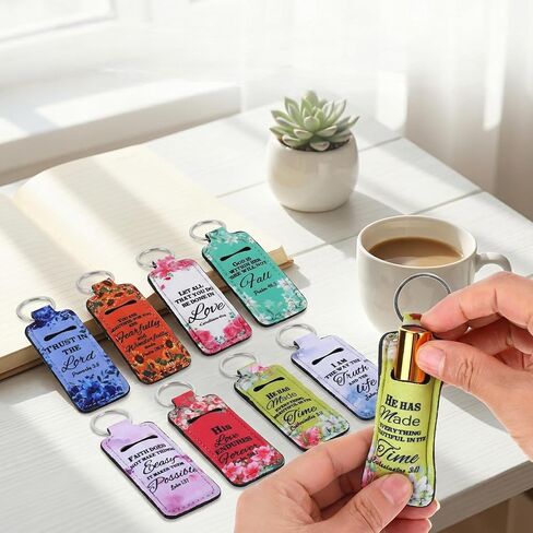 72 Pcs Christian Lipstick Holder Key Chain Chapstick Holder Keychain Bulk Lip Balm Holder with Metal Ring Lipstick Lip Gloss Pouch Religious Party Bible Inspiration Gifts for Women in Kuwait