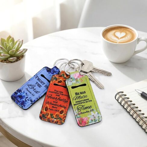 72 Pcs Christian Lipstick Holder Key Chain Chapstick Holder Keychain Bulk Lip Balm Holder with Metal Ring Lipstick Lip Gloss Pouch Religious Party Bible Inspiration Gifts for Women in Kuwait