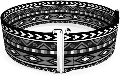 Buckle-Down Women's Cinch Belt Geometric5 GraysBlackWhite 23 to 42 Inch, Multicolor in Saudi Arabia