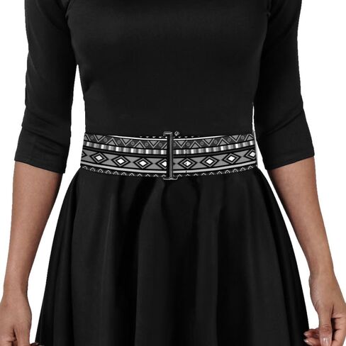 Buckle-Down Women's Cinch Belt Geometric5 GraysBlackWhite 23 to 42 Inch, Multicolor in Saudi Arabia