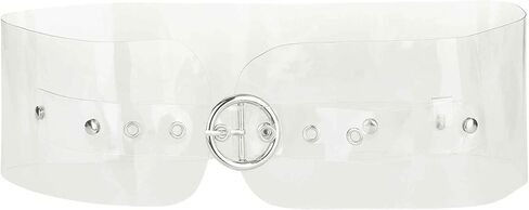 Women Clear Waist Belts, Wide Transparent Round Buckle PVC Waistband Belt for Dress in Saudi Arabia