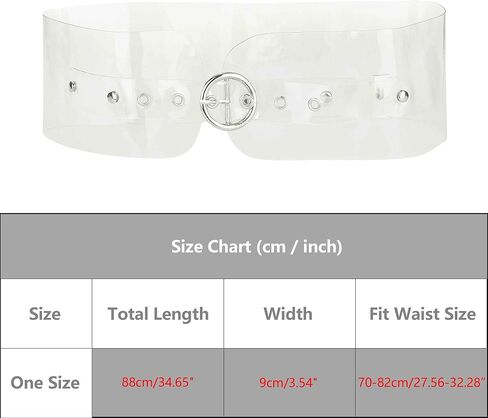 Women Clear Waist Belts, Wide Transparent Round Buckle PVC Waistband Belt for Dress in Saudi Arabia
