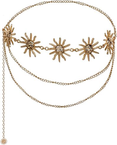 Sun Chain Belt for Women - Boho Cowgirl Waist Belt with Sun Concho Detail, Adjustable Sun Belt Chain for Jeans & Trousers in Kuwait
