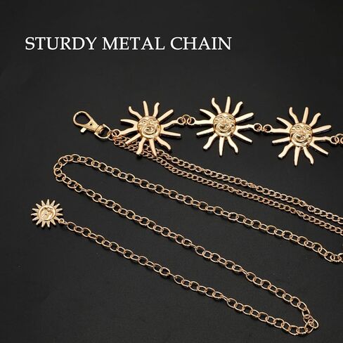 Sun Chain Belt for Women - Boho Cowgirl Waist Belt with Sun Concho Detail, Adjustable Sun Belt Chain for Jeans & Trousers in Kuwait