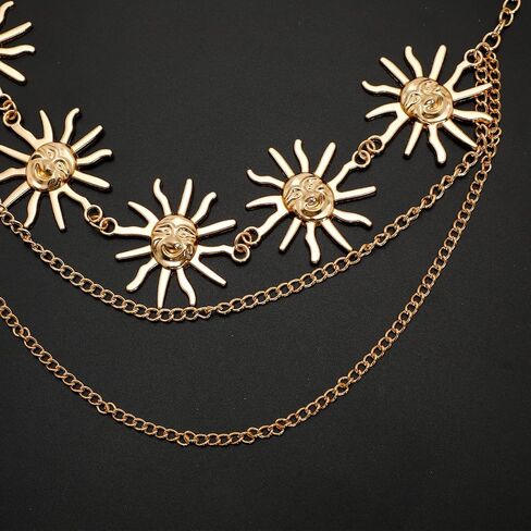 Sun Chain Belt for Women - Boho Cowgirl Waist Belt with Sun Concho Detail, Adjustable Sun Belt Chain for Jeans & Trousers in Kuwait