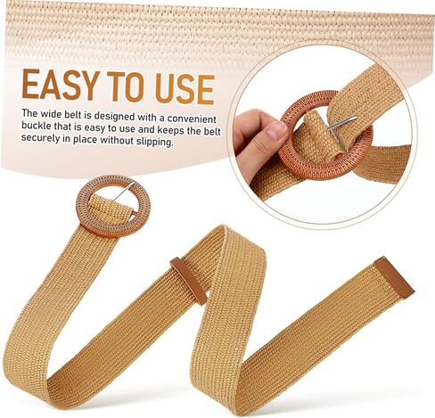 LIFKOME 3 Pcs Women's Woven Belt Boho Style Stretchy Dress Jeans Waist Belt Black in Saudi Arabia
