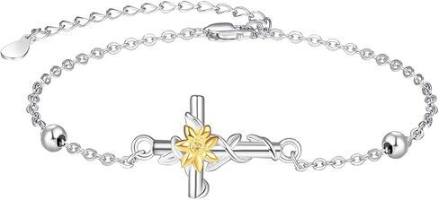 Palpitate Cross Bracelet for Women 925 Sterling Silver Faith Christian Themed Mustard Seed Jewelry Christmas Gifts in Saudi Arabia