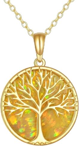 Gold Tree of Life Necklace 14k Gold Family Tree of Life Pendant Necklace Jewelry Christmas Gifts for Women Girls Mother Daughter Girfriend (Gold tree of life necklace) in Saudi Arabia