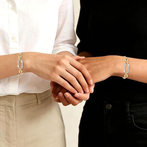 Gold Women's Link Bracelets, Paperclip Bracelet with Artificial Rhinestone, Dainty Gold Bracelet for Women Valentines Birthdays Daily Wear Decoration Gifts in Saudi Arabia