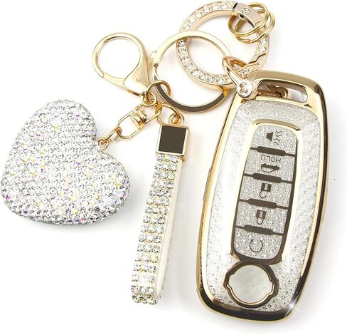 Key Fob Cover with Diamond Keychain Compatible with Nissan Car Key Holder Compatible with Nissan Rogue Pathfinder (2023 2024 2025) Sentra (2024 2025) for Women, 5 Buttons (Pink-Heart) in Kuwait