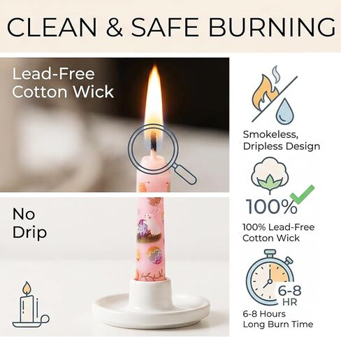 4 Pack Easter Printed Taper Candles, 10 Inch Tall Tapered Candles with Bunny & Egg Designs for Easter Dinner Table Home Party Decor in Kuwait