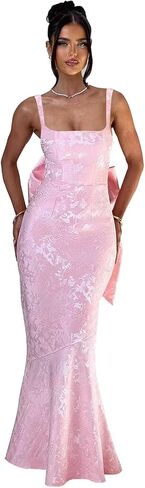 فساتين حفلة موسيقية من الساتان من قماش الجاكار الزهري من Basgute للنساء مع فيونكة حورية البحر فستان رسمي طويل للحفلات المسائية in Kuwait